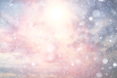 bulutlarda kar gökyüzü bulutlar arka plan soyut/güzel manzara, soyut kar taneleri