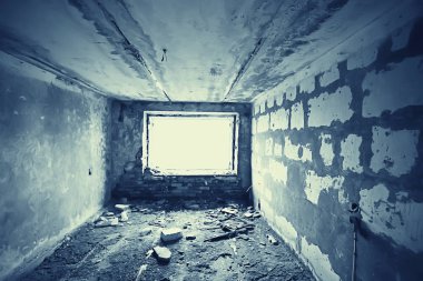 Eski bir taş evin iç terk/arka plan eski harap taş ev Harabeleri