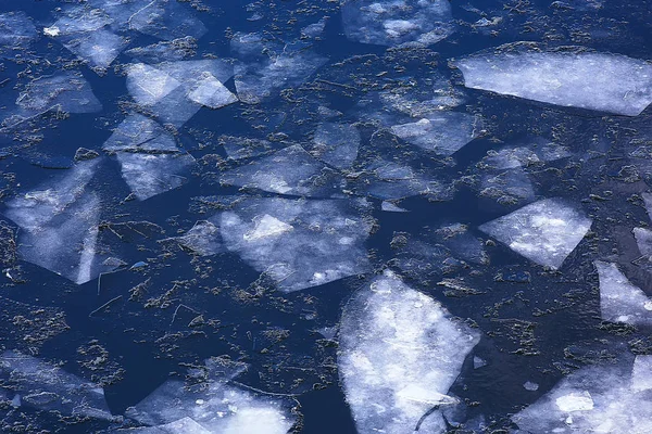 Spring Ice Drift Rivier Achtergrond Textuur Drijvend Ijs Maart Rivier — Stockfoto