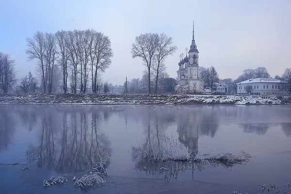 冬天在俄国村庄或冬天风景 森林在俄国 被雪覆盖的树在省 — 图库照片