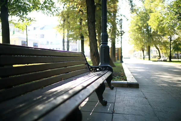 Landschap Herfst Park Bench Mooie Tuin Bankje Concept Van Rust — Stockfoto