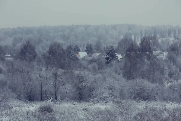 Winter Het Russische Dorp Winterlandschap Bos Rusland Met Sneeuw Bedekte — Stockfoto