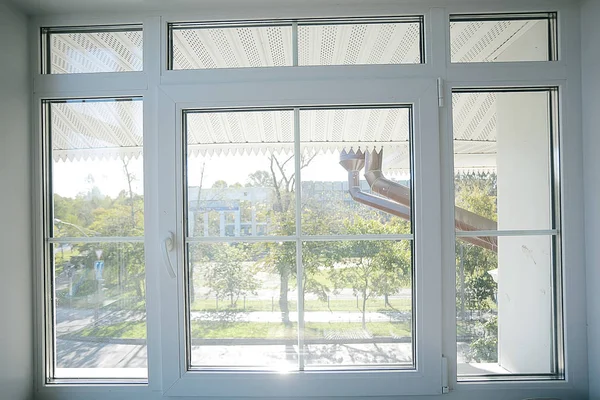 Fond Fenêtre Flou Maison Confort Concept Fenêtre Vue — Photo