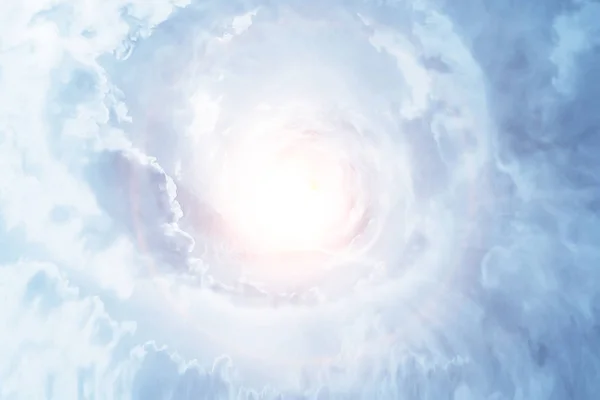 Virvlande Himmel Bakgrund Med Moln Vackra Akvarell Moln Bakgrund Vår — Stockfoto