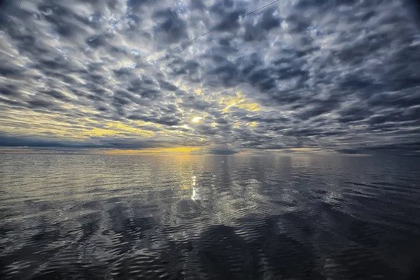 Ciel Dessus Eau Texture Fond Horizon Ciel Avec Nuages Sur — Photo