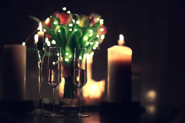 Romanticismo Tulipani Bouquet Notte — Foto Stock