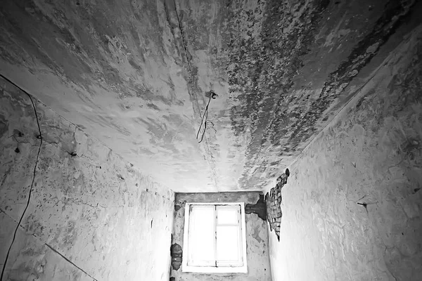 Interior Una Antigua Casa Piedra Abandonada Fondo Ruinas Antigua Casa — Foto de Stock