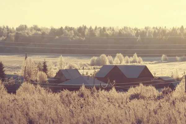 Inverno Nel Villaggio Russo Paesaggio Invernale Foresta Russia Alberi Innevati — Foto Stock