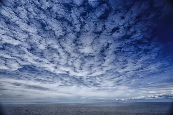 sky above water / texture background, horizon sky with clouds on the lake