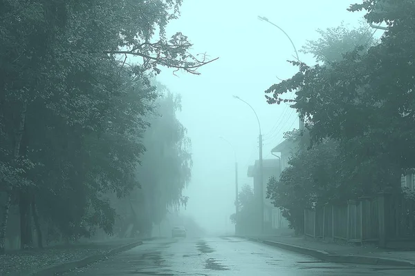 Automne Paysage Matin Dans Brouillard Ruelle Dans Parc Ville Paysage — Photo