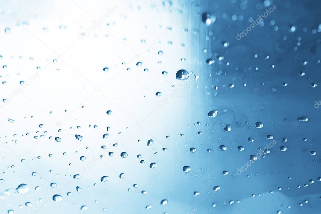 abstract drops glass background / texture fog rain, seasonal background, clear glass with water