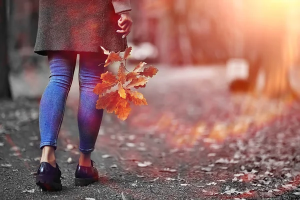 Осенний Вид Люди Парке Фоне Осенних Деревьев Красивая Осенняя Концепция — стоковое фото