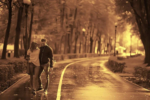 Paysage Automne Avec Les Gens Dans Parc Gerfrend Petit Ami — Photo