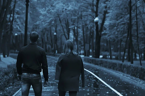 autumn view, people in the park on the background of autumn trees / beautiful autumn concept weather fall