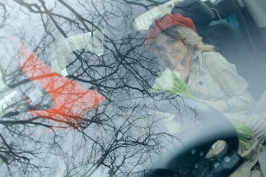 Fransız kadın sürüş/görünüm tarzı moda, gençlik, Vintage genç kız tarzı görüntü