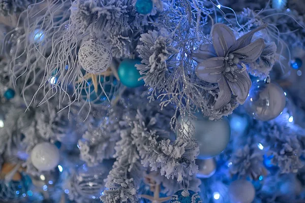 Neujahr Dekoration Hintergrund Verschwommen Schöne Weihnachten Hintergrund Spielzeug Auf Dekorierten — Stockfoto