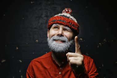 acımasız kel sakallı adam / stüdyo izole, gri sakallı fotoğraf adam, kel kafa