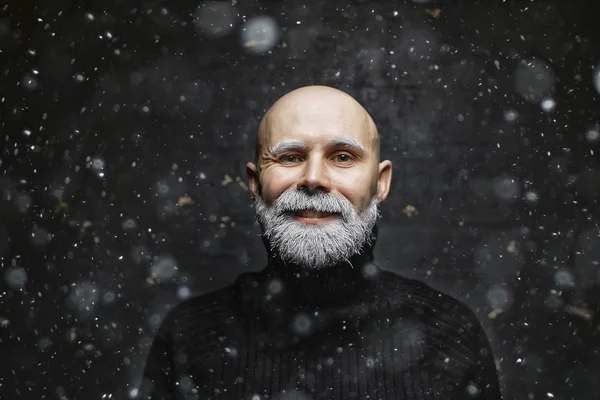 Hipster Santa Claus Inverno Retrato Homem Com Uma Barba Barba — Fotografia de Stock