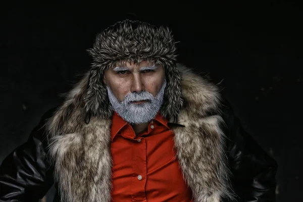 Санта Клаус Хипстер Портрет Современного Модного Санты Молодой Человек Седой — стоковое фото