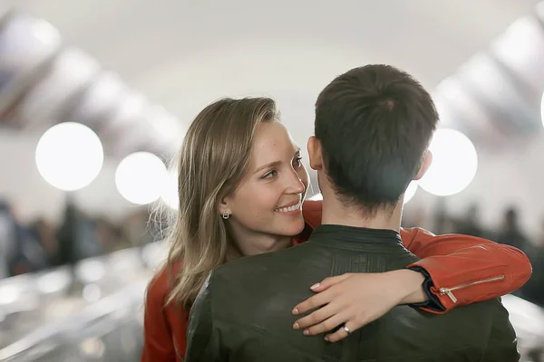 couple in love on a walk in Rome, Italy / young lovers hug, hug and love