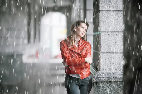 Amantes Lluvia Clima Otoñal Con Lluvia Persona Lluvia Exterior —  Fotos de Stock