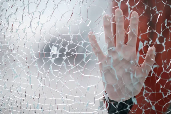 Broken Glass Girl Concept Psychological Help Female Consultation Stress Sadness — Stock Photo, Image