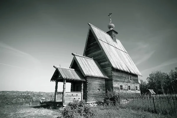 Chiesa Legno Raggiungere Volga Paesaggio Religioso Russia — Foto Stock