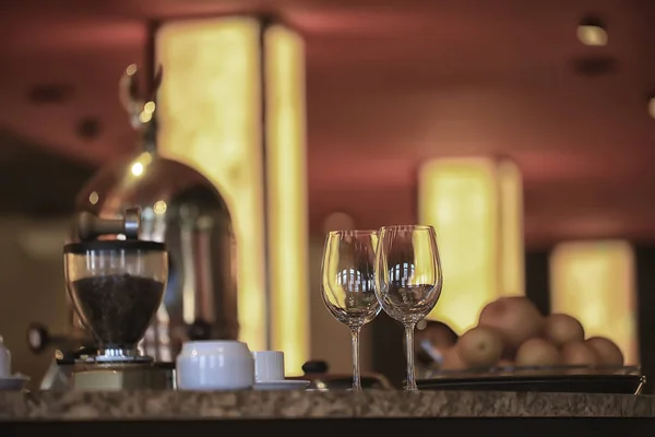 Concept Alcohol Glass Beautiful Glass Wine Restaurant Tasting Aged Wine — Stock Photo, Image