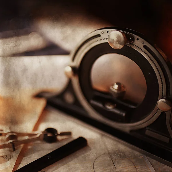 Piirustus Työkalut Konsepti Engineering Projekti Vintage Kompassi Lyijykynä Paperi Koulutus — kuvapankkivalokuva