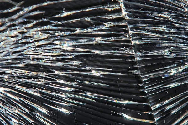 破裂的黑色玻璃 破碎玻璃抽象纹理背景 — 图库照片