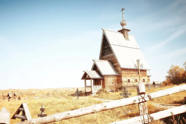 Église Bois Atteindre Sur Volga Paysage Religieux Russie — Photo