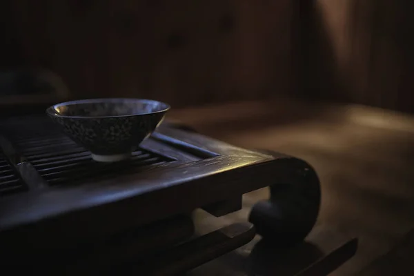中国茶道 茶壶在桌子上 东方传统 — 图库照片