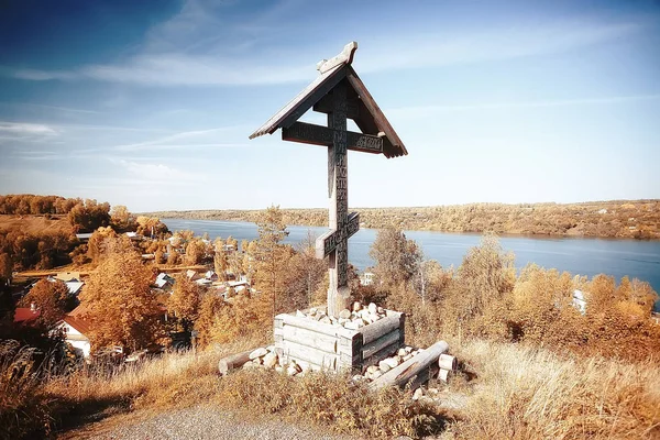 Ahşap Kilise Rusya Daki Volga Din Manzarasına Ulaşıyor — Stok fotoğraf