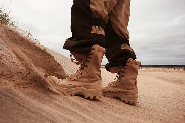 Military Exercises Desert Legs Army Boots Soldiers Desert — Stock Photo, Image