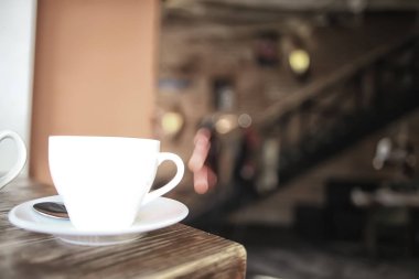 bir açık kafede fincan / kahvaltı kavramı bir kafe, kahve, çay, sabah içkisi