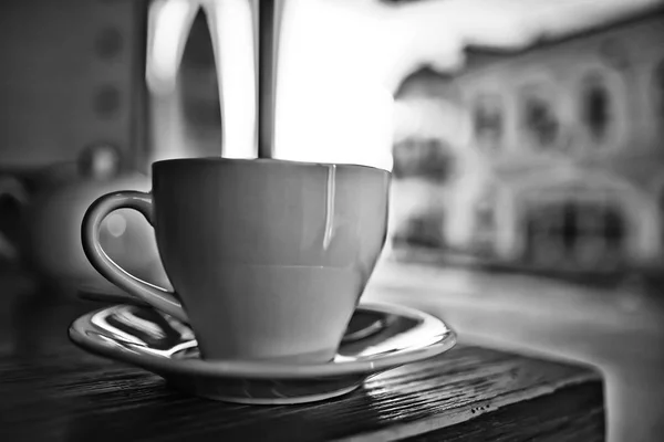Bir Açık Kafede Fincan Kahvaltı Kavramı Bir Kafe Kahve Çay — Stok fotoğraf