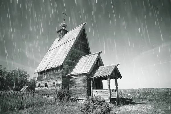 Chiesa Legno Raggiungere Volga Paesaggio Religioso Russia — Foto Stock