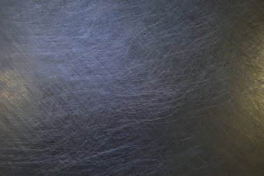 Metal, metaldeki mavi arkaplan çiziklerini soyut / boş çerçeve çizer