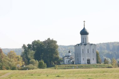 kilise yaz manzara ortodoks / yaz manzara, Rusya inanç din mimarisi