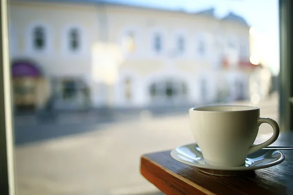 Чашка Открытом Кафе Концепция Завтрака Кафе Кофе Чай Утренний Напиток — стоковое фото