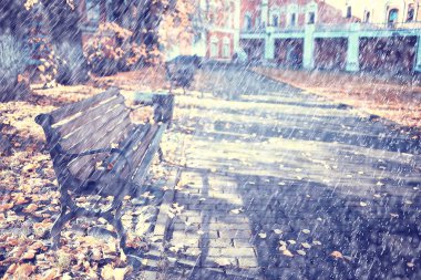 sonbahar yağmur arka plan damla / yağmurlu havalarda soyut sonbahar manzara, parkta mevsimsel manzara