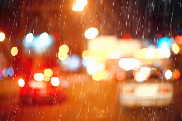 Nacht Regen Autos Lichter Herbststraße Der Stadt Verkehr Oktober Auf — Stockfoto
