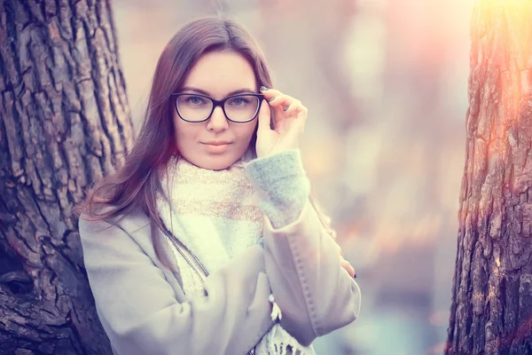 Happy Girl Autumn View Girl View Happiness Autumn Landscape — стоковое фото