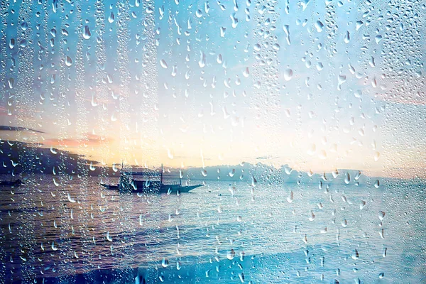 Autumn Glass Rain Landscape Abstract Autumn View Wet Weather Climate — Stock Photo, Image