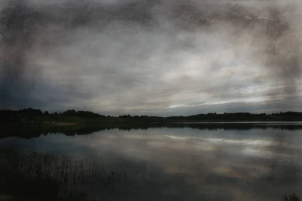 Automne Sombre Sur Lac Tristesse Stress Automne Paysage Saisonnier Nature — Photo