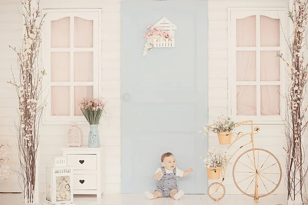 Småbarn Barn Ljus Studio Liten Pojke Spädbarn Vackra Friska Barn — Stockfoto