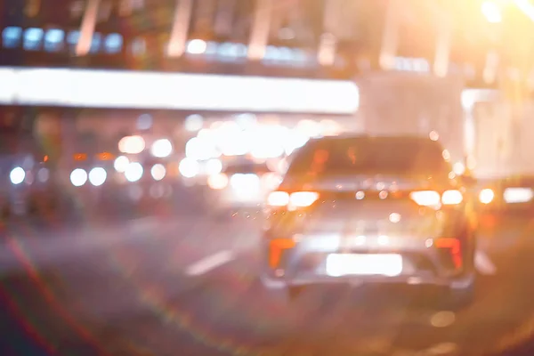 ぼやけた抽象的な都市 ボケ車は夜の都市 交通渋滞 高速道路 ナイトライフの背景を点灯 — ストック写真