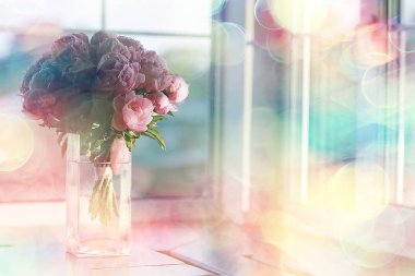 pembe şakayık buketi / konsept hediye, güzel çiçekler, evde şakayık, yaz buketi