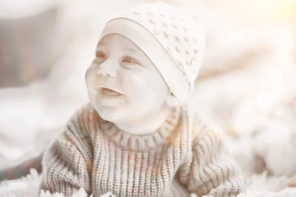 Alegre Bebé Sano Sonriendo Retrato Niño Pequeño Niño Pequeño Hijo —  Fotos de Stock