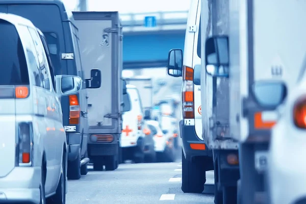 Dia Engarrafamento Tráfego Cidade Rodovia Carros Conceito Transporte Metrópole Tráfego — Fotografia de Stock